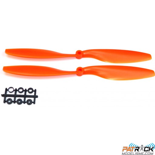 Hélices Gemfan Slow Fly nylon 8x4.5" Orange (2p) (DRONE) (horaire, droite)