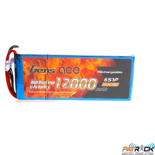 Accu LiPo GENS ACE 12000mAh 6S 22.2V 15/30C EC5