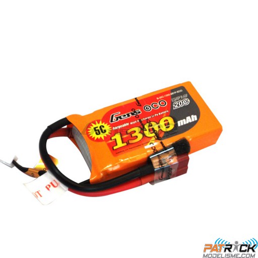 Accu LiPo GENS ECO 1300mAh 2S 7.4V 20C DEAN / TPLUG