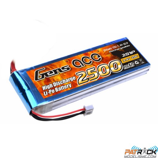 Accu LiPo GENS ACE 2500mAh 2S 7.4V 25C DEAN / TPLUG