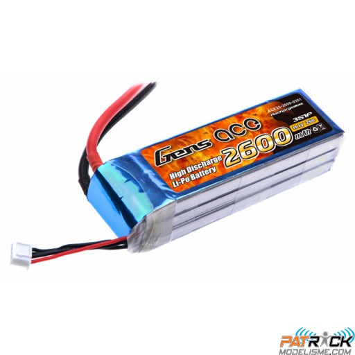 Accu LiPo GENS ACE 2600mAh 3S 11.1V 25C DEAN / TPLUG