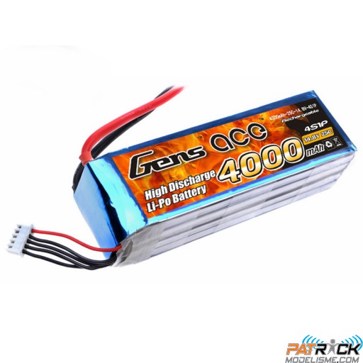 Accu LiPo GENS ACE 4000mAh 4S 14.8V 25C Dean/Tplug