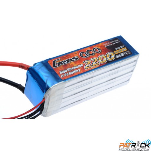 Accu LiPo GENS ACE 2200mAh 6S 22.2V 30C DEAN / TPLUG