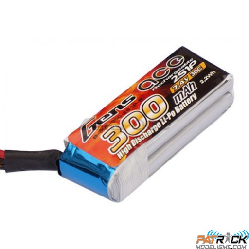 Accu LiPo GENS ACE 300mAh 7.4V 30C 2S1P pour Blade mCPX BL