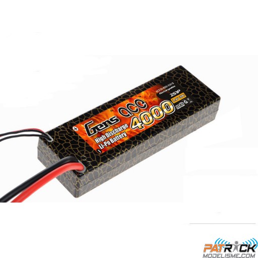 Accu LiPo GENS ACE 4000mAh 2S 7.4V 30C HardCase 16 DEAN / TPLUG