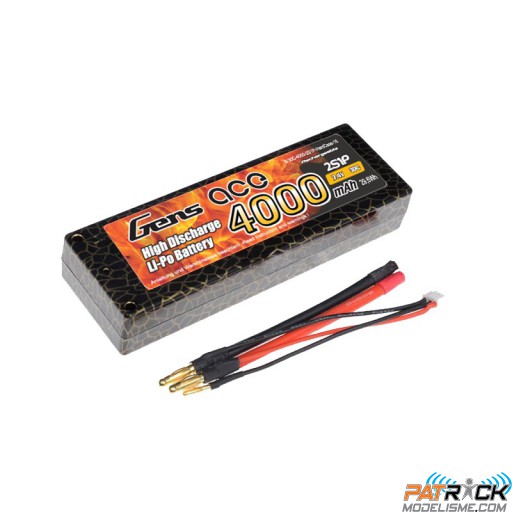 Accu LiPo GENS ACE 4000mAh 2S 7.4V 30C HardCase 9 DEAN / TPLUG