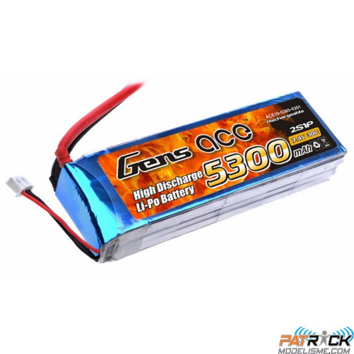 Accu LiPo GENS ACE 5300mAh 2S 7.4V 30C DEAN/T PLUG