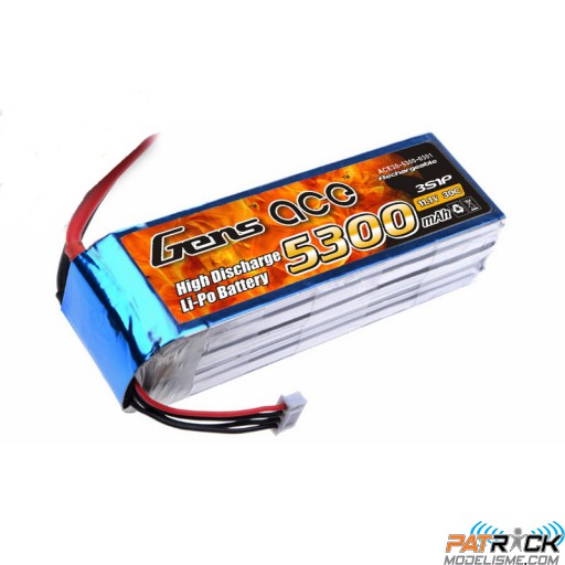 Accu LiPo GENS ACE 5300mAh 3S 11,1V 30C DEAN / TPLUG