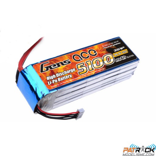 Accu LiPo GENS ACE 5100mAh 3S 11.1V 35C DEAN / TPLUG