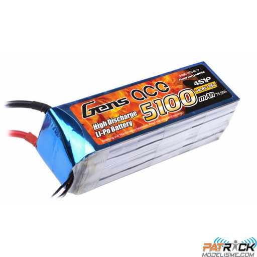Accu LiPo GENS ACE 5100mAh 4S 14.8V 35C DEAN / TPLUG