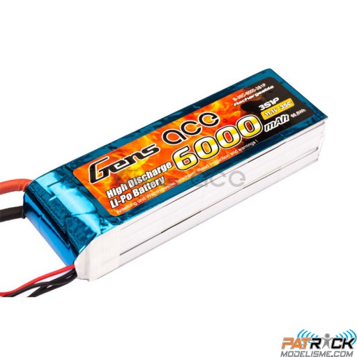 Accu LiPo GENS ACE 6000mAh 3S 11.1V 35C EC5