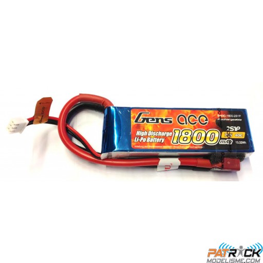 Accu LiPo GENS ACE 1800mAh 2S 7.4V 40C DEAN / TPLUG