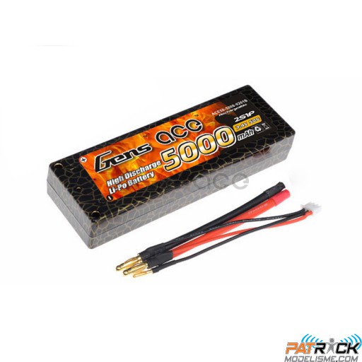 Accu LiPo GENS ACE 5000mAh 2S 7.4V 40C HardCase 10 DEAN / TPLUG