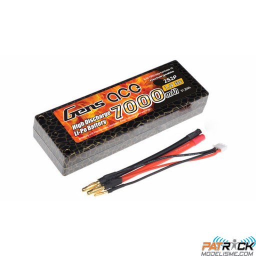 Accu LiPo GENS ACE 7000mAh 2S 7.4V 50C HardCase 10 DEAN / TPLUG