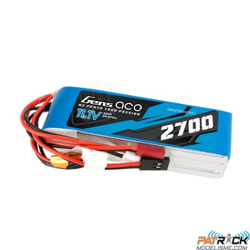 Accu LiPo GENS ACE 2700mAh 3S 11.1V TX Futaba/JST-XHR/JST-BEC