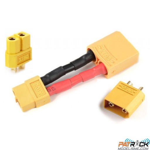 Adaptateur 12AWG XT60 femelle - XT90 mâle