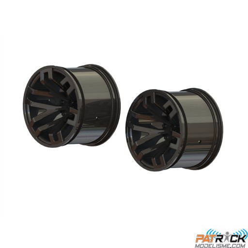 Jantes Arrma 2.8" AV/AR noire/chrome hex 14mm GRANITE 1/10