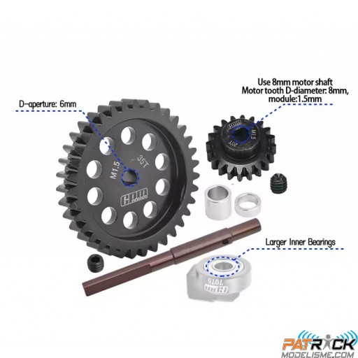 Couronne 35 et pignon 20dts acier au carbone Module 1.5 X-MAXX XRT SUR-COMMANDE