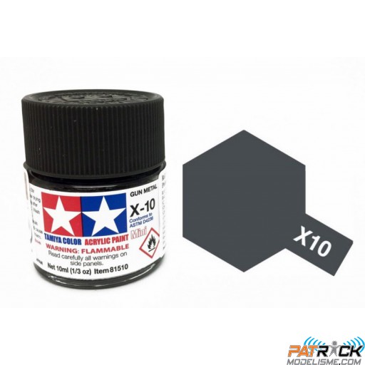 Pot de peinture acrylique Tamiya X-10 Gris acier brillant 10ml
