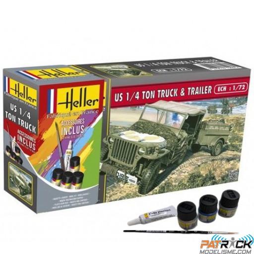 1/72e Heller STARTER KIT Wyllis Jeep US 1/4 ton