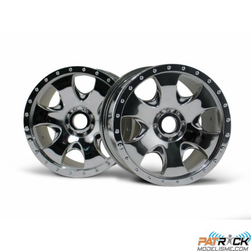 Jantes CHROMEES WARLOCK (83x56mm) (paire) , Savage , Hellfire, E-revo brushless