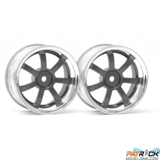 Jantes HPI Rays Gram lights 57S-Pro chromée/noir 6mm déport – la paire - 1/10ème