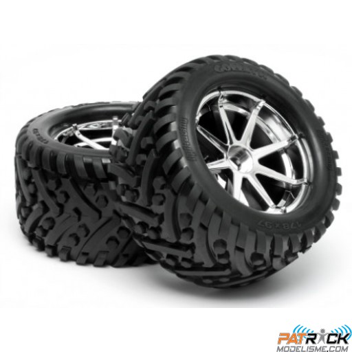 Roue HPI montée pro foam , jante BLASH Chrome, pneu GOLIATH 178x97mm paire – SAVAGE