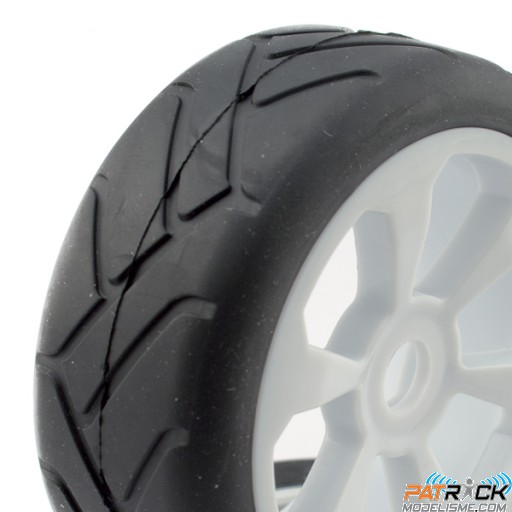 Roues montées Hobbytech Pneus City + jantes blanc 1/8 - 2 pièces