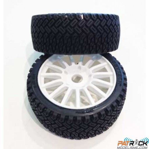 Roues Hobbytech WRC Rallycross sur jante blanche 1/8 (2pcs) 1/8ème