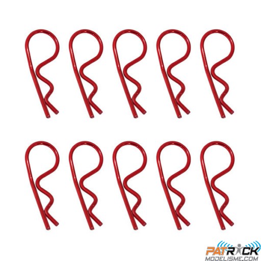 Clips de carrosserie rouge anodisés 10 pièces 1/8ème