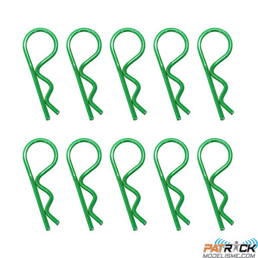 Clips de carrosserie vert anodisés 10 pièces 1/8ème