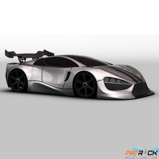 Carrosserie pré-peinte GRISE 1/8 Concept Car+Stickers+aileron