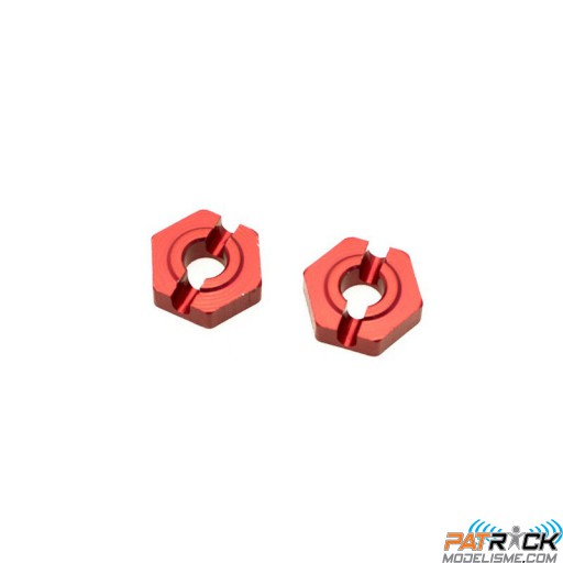 Hexagone de roue avant alu rouge clavette 2mm