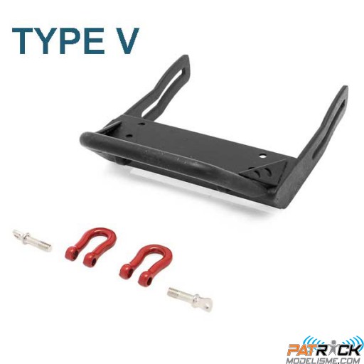 Pare-chocs avant en acier type "V" SCX10/II + support treuil et manilles