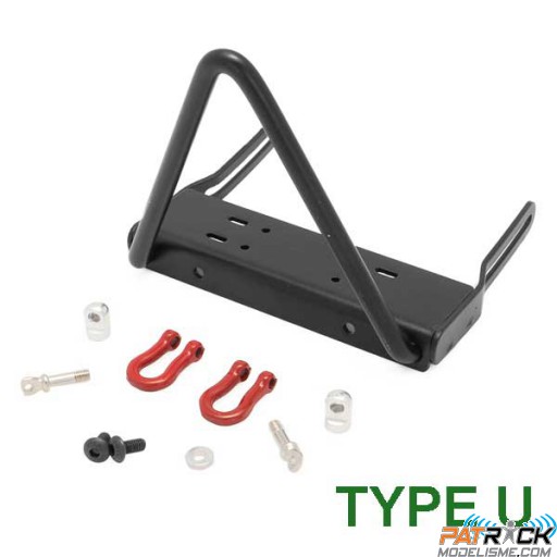 Pare-chocs avant en acier type "U" SCX10/II + support treuil et manilles