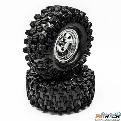 Roues Hobbytech crawler 1/10 CLIMBER 121/45 Chromées (1 paire)