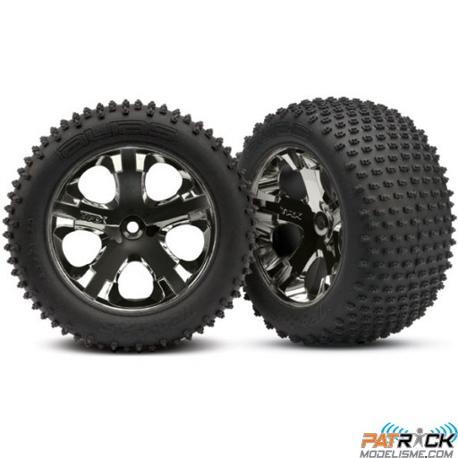 Roues arrière Jantes All-Star 2,8" chromées noires et pneus Alias ​​(2)