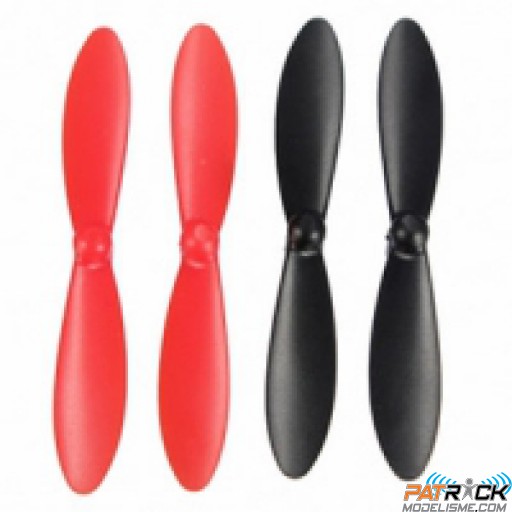 Jeu de 4 hélices rouges et noires - Hubsan X4 mini Quadcopter
