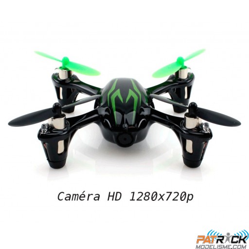 Hubsan X4 H107CHD  LED et CAMERA HD 720P Mini Quad Noir-Vert 2.4GHZ Mode 2