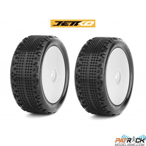 JetKo Roues jantes blanche pneus Challenger avant 4WD 2.2 (2) 1/10e Buggy