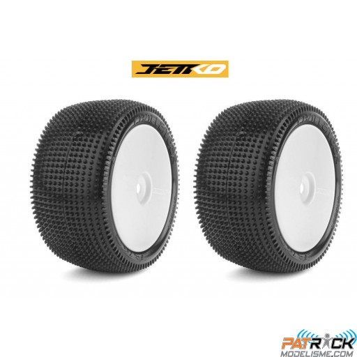 JetKo Roues jantes blanche pneus Challenger arrière 2/4WD 2.2 (2) 1/10e Buggy