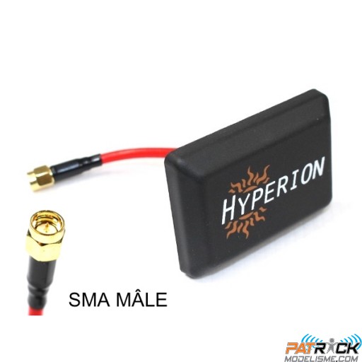 Antenne Patch RX RHCP 9dBi 5.8Ghz SMA mâle - Hyperion