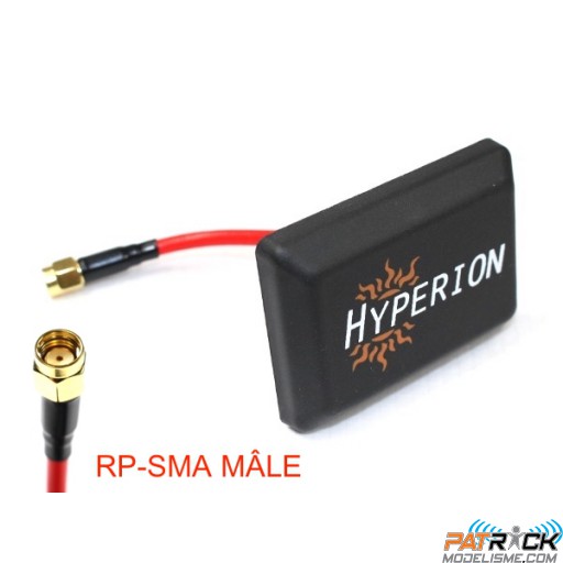 Antenne Patch RX RHCP 9dBi 5.8Ghz RP-SMA mâle - Hyperion