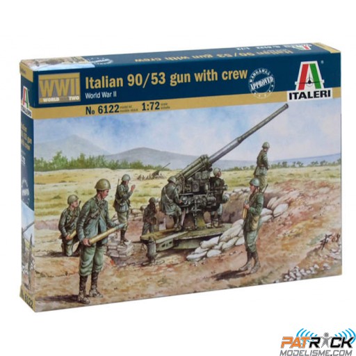 1/72e Italeri Canon Italien 90/53 WWII + équipe