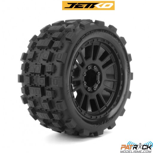 Roues Jetko Wasteland 1/8 SMT Belted 4.0 noir Hex 12-17mm (2)"