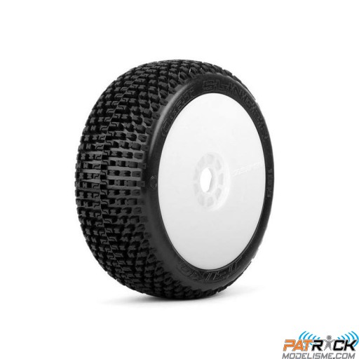 JetKo Roues jantes Revo blanche pneu DIRT SLINGER Ultra Soft (2) 1/8e Buggy