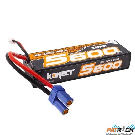 Accu LiPo Konect 5600mah 7.4V 60C 2S1P HardCase (Slim Pack EC5)