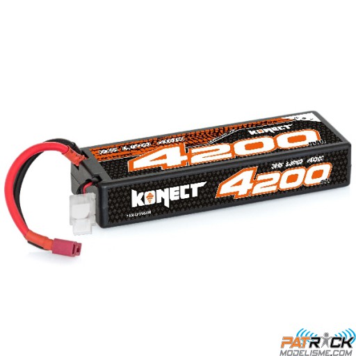 Accu LiPo Konect 4200mah 11.1V 40C 3S1P 46.6Wh (Slim Pack Dean)