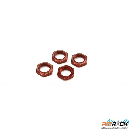 Ecrous de roue cannelés Rouge 17mm 1/8e