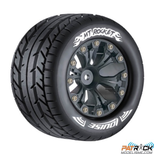 Roues Louise RC MT-ROCKET Soft Jantes 2.8' noires Hexagone 12mm 2WD avant 1/10e